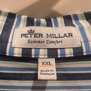 Peter Millar Navy and White Striped Polo Shirt